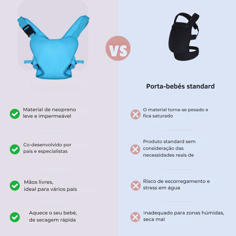 Canguru para bebé aquático e terrestre