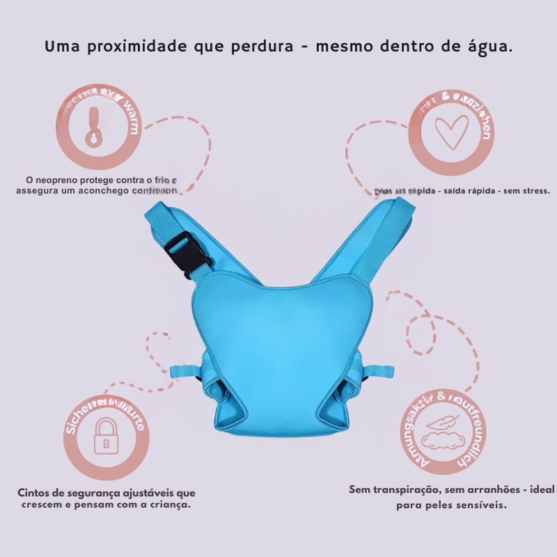 Canguru para bebé aquático e terrestre